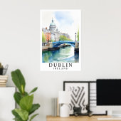 Poster Pont d'Irlande de Dublin Art Aquarelle (Bureau à domicile)