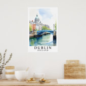 Poster Pont d'Irlande de Dublin Art Aquarelle (Cuisine)
