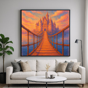 Poster Pont du Château - Style de peinture pastel Art Fan