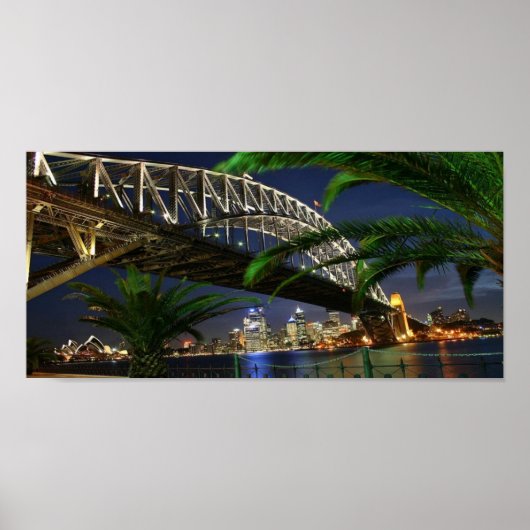 Poster Pont du port de Sydney la nuit (Devant)
