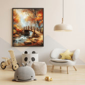 Poster Pont en bois de charme Unique Forest River