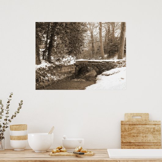 Poster Pont en pierre d'hiver (Cuisine)