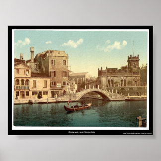 Poster Pont et canal, Venise, Italie