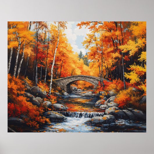 Poster Pont forestier d'automne (Devant)