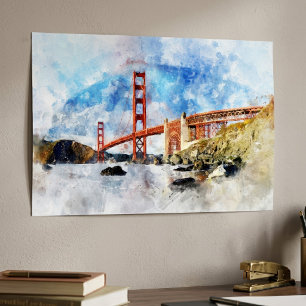 Poster Pont Golden Gate aquarelle à San Francisco