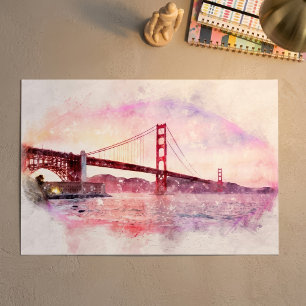 Poster Pont Golden Gate au coucher du soleil Pastel à San