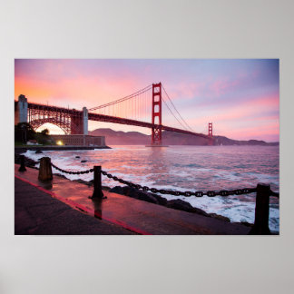 Poster Pont Golden Gate au crépuscule