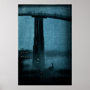 Poster Pont japonais à la nuit n° 1