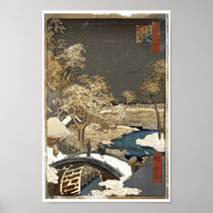 Poster Pont japonais dans la neige