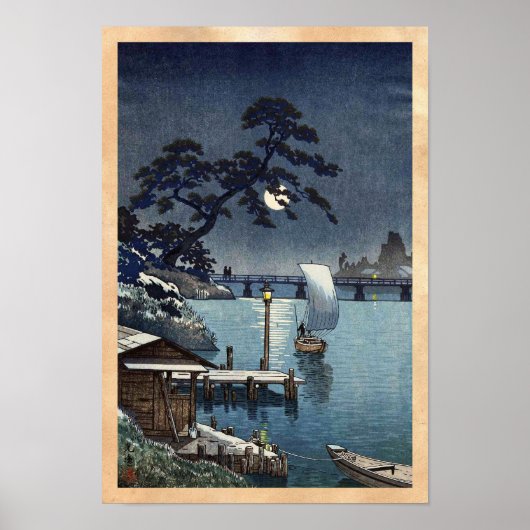 Poster Pont Kangetsu, Shimonoseki au début de l'automne (Devant)