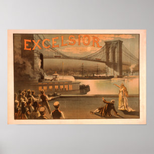 Poster Pont "laine de bois " de New York City Brooklyn