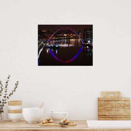 Poster Pont Millenium de nuit sur la rivière Tyne (Cuisine)