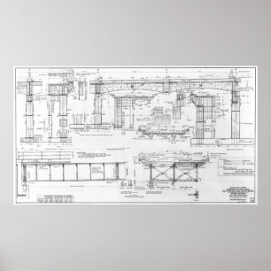POSTER PONT OLD OAKLAND BAY BLUEPRINT 1935