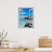 Poster Pont Pier Ocean View Faux Window (Cuisine)