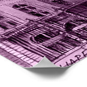 Poster Pont rose néon et cobalt arcs sur un c lumineux (Coin)