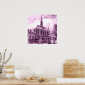 Poster Pont rose néon et cobalt arcs sur un c lumineux (Cuisine)