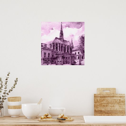 Poster Pont rose néon et cobalt arcs sur un c lumineux (Cuisine)