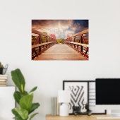 Poster Pont rustique en bois dans le pays (Bureau à domicile)