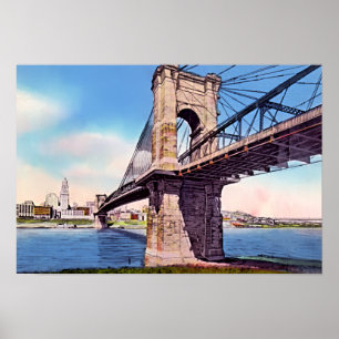 Poster Pont suspendu de Cincinnati Ohio Roebling