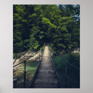 Poster Pont suspendu simple au-dessus de la rivière Idrij