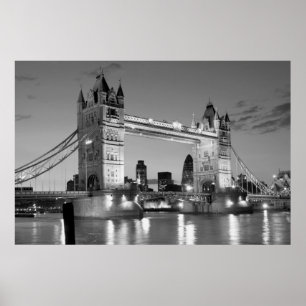 Poster Pont Tour de Londres blanc noir