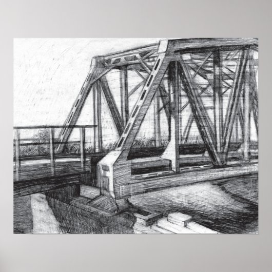 Poster Pont vieux pencilart Monochrome noir et blanc (Devant)