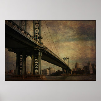 Poster Pont vintage de Manhattan