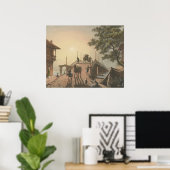 Poster Ponte piccolo, Petit pont dans le village islamiqu (Bureau à domicile)