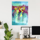 Poster PONTE VECCHIO Florence par aquarelle de nuit (Bureau à domicile)