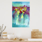 Poster PONTE VECCHIO Florence par aquarelle de nuit (Cuisine)