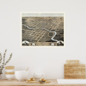 Poster Pontiac, IL Carte panoramique - 1869 (Cuisine)