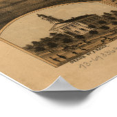 Poster Pontiac Illinois 1869 Carte panoramique antique (Coin)