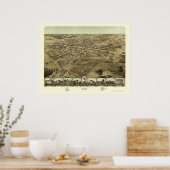 Poster Pontiac, MI Carte panoramique - 1867 (Cuisine)