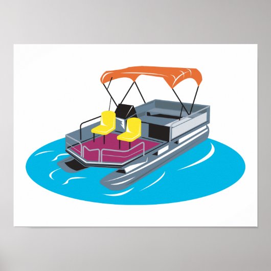 Poster Pontoon Boat Retro (Devant)