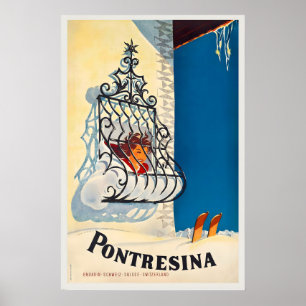 Poster Pontresina Engadin Suisse Switzerland Schweiz