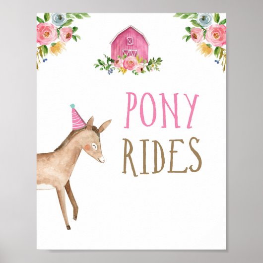 Poster Pony Rides Animaux de ferme Barnyard Girl Annivers (Devant)