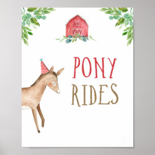 Poster Pony Rides Farm Animaux Barnyard Boy Anniversaire