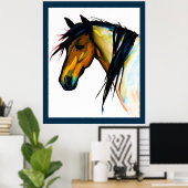 Poster Pony sauvage | Cheval aquarelle (Bureau à domicile)