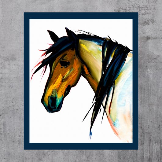 Poster Pony sauvage | Cheval aquarelle