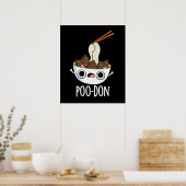 Poster Poo-don Funny Udon Pun Fond Sombre (Cuisine)
