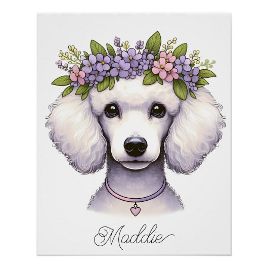 Poster Poodle de pépinière avec nom (Devant)