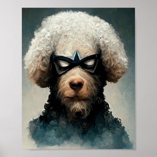 Poster Poodle Dressed As Superhero Dog (Devant)