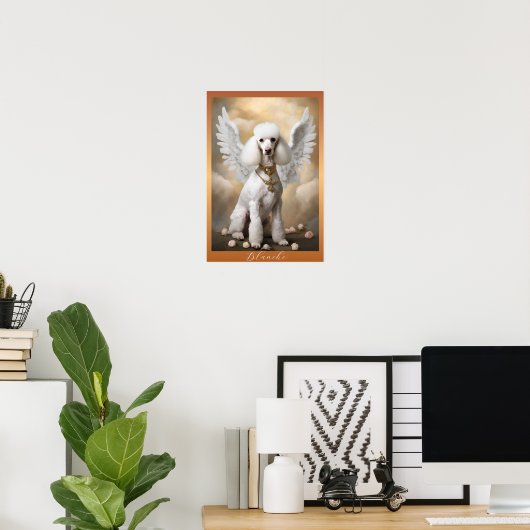 Poster Poodle français blanc Portrait d'art classique (Bureau à domicile)