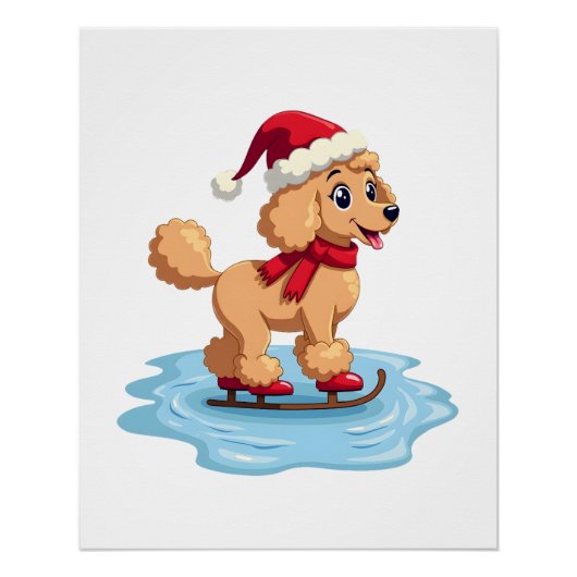 Poster Poodle Ice Skater (Devant)
