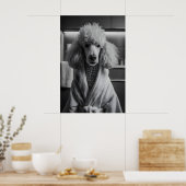 Poster Poodle in Bathrobe Art Print, Funny Dog Bathroom (Cuisine)