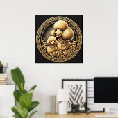Poster Poodle maman et bébé 025000X (Bureau à domicile)