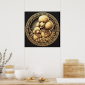 Poster Poodle maman et bébé 025000X (Cuisine)