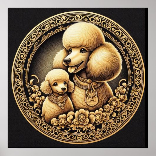 Poster Poodle maman et bébé 025000X (Devant)