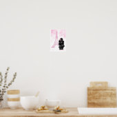 Poster Poodle noir avec tour Eiffel rose (Cuisine)