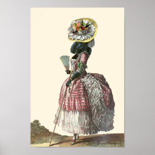 Poster Poodle noir en costume Marie Antoinette Imprimer